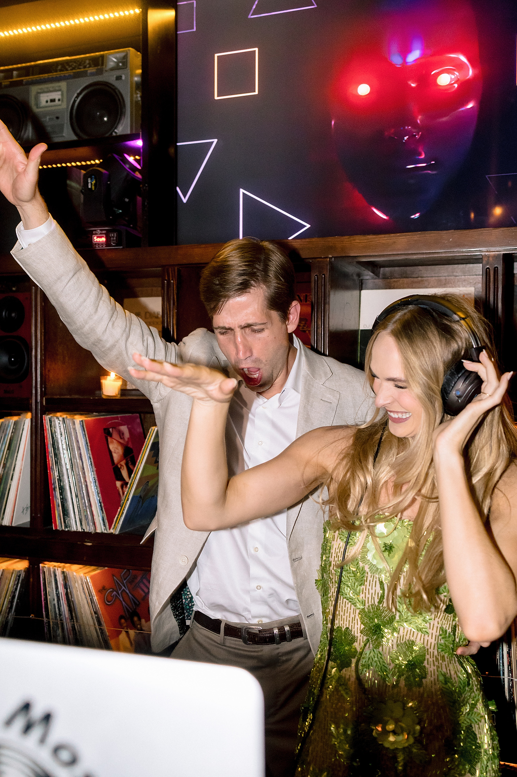 Chloe and Jett DJing at welcome party in San Miguel de Allende
