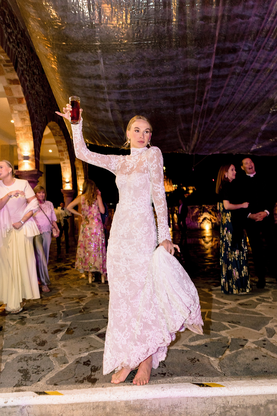 Bride barefoot dancing at San Miguel de Allende wedding reception  -  Marco Wang Photography