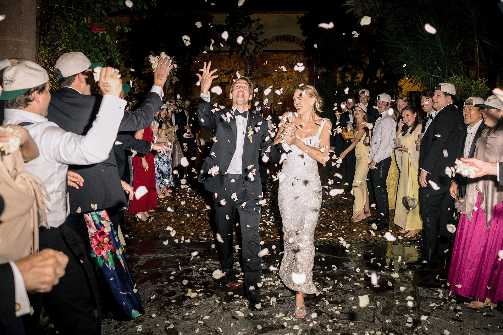 Grand petal exit at San Miguel de Allende destination wedding