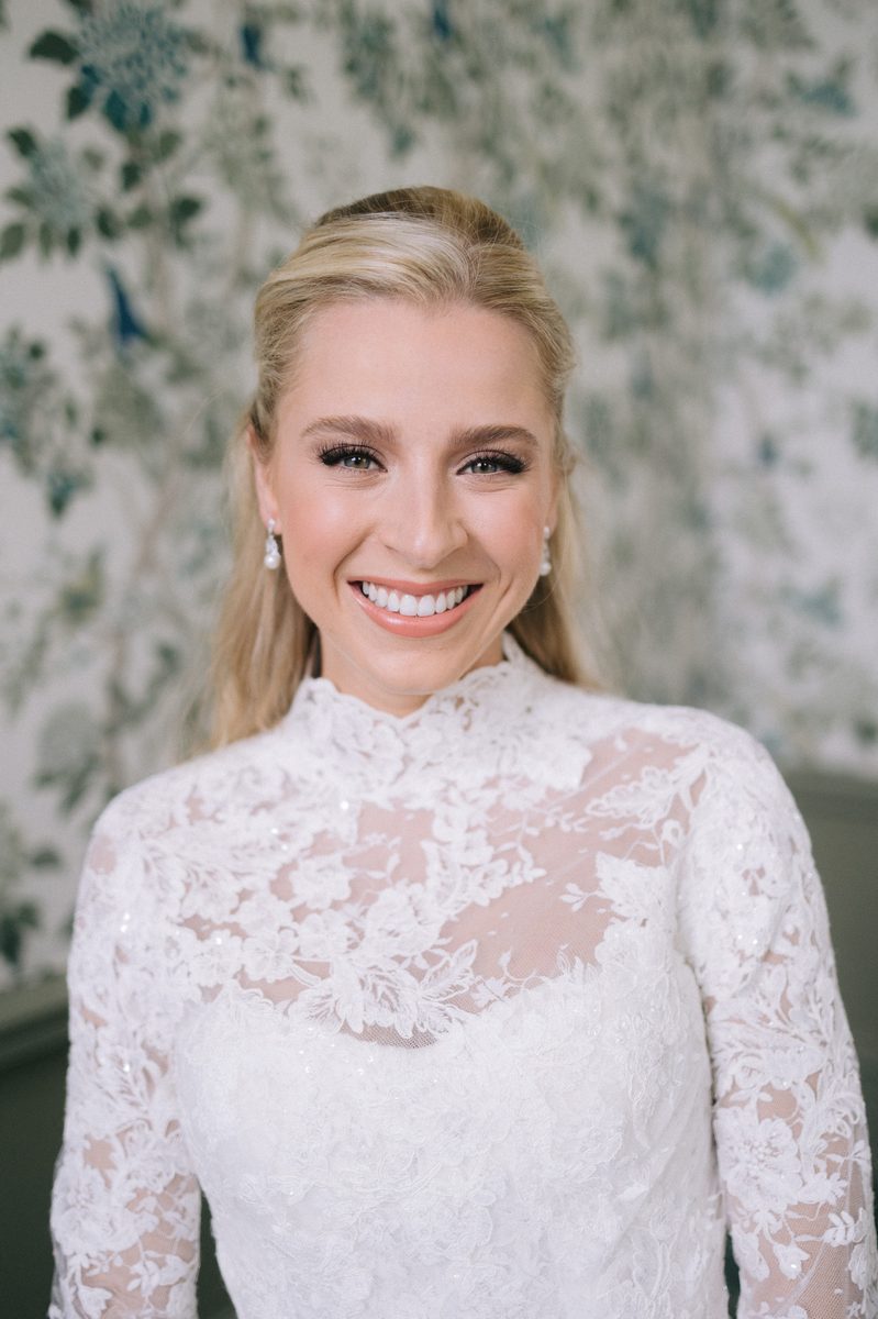 Bride getting ready portrait natural light