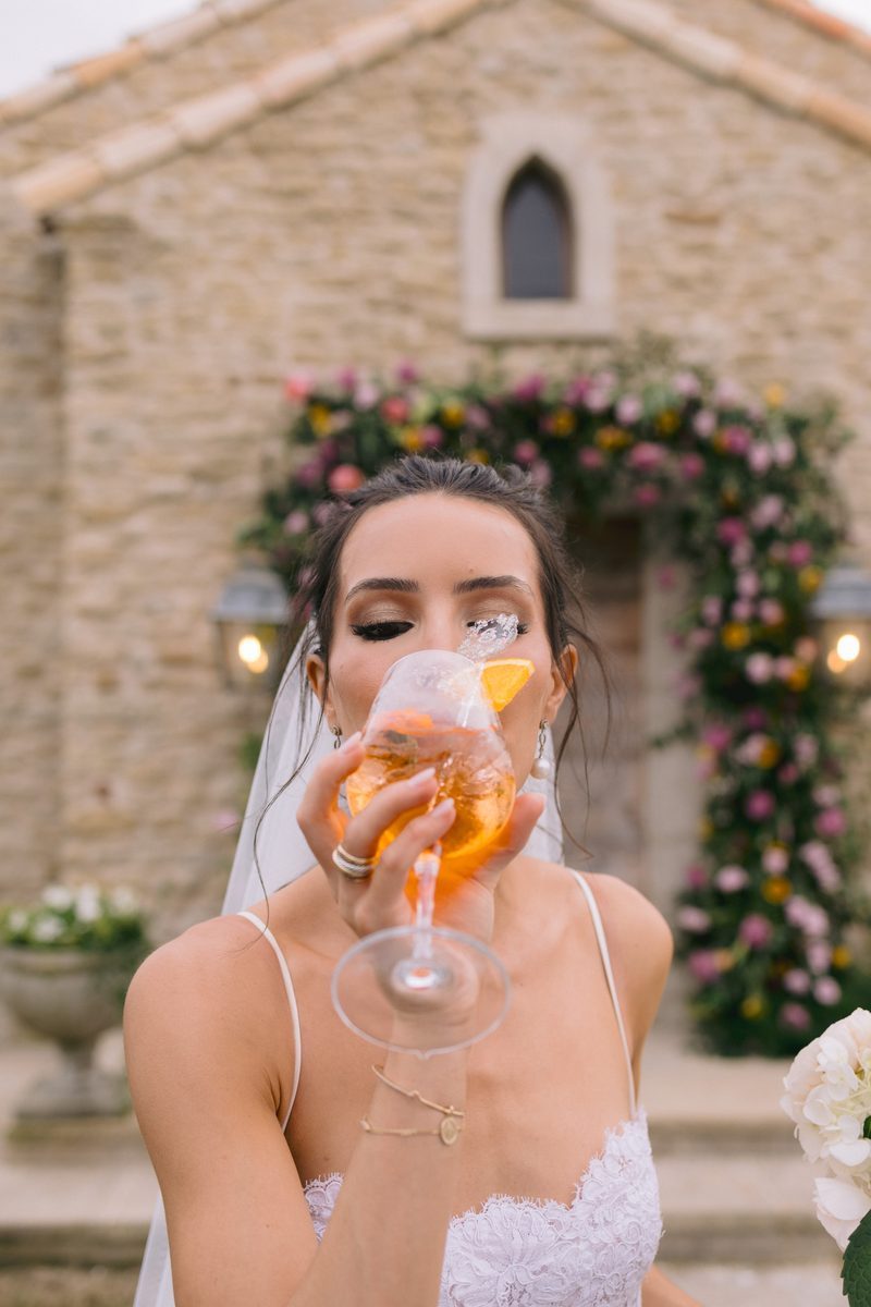 Romantic couple portrait at Tuscan villa wedding