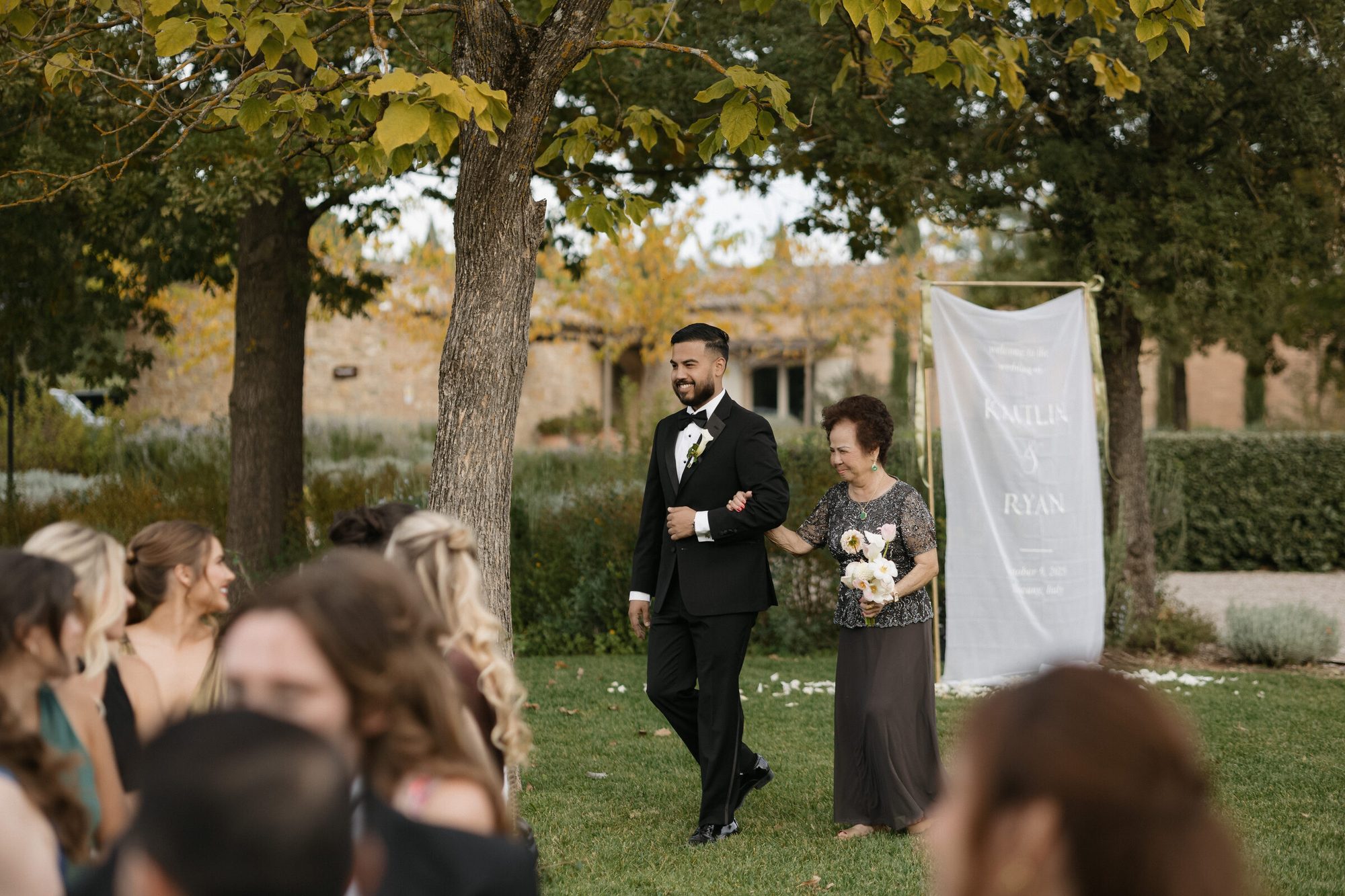 Groom and grandmother at Tuscany wedding