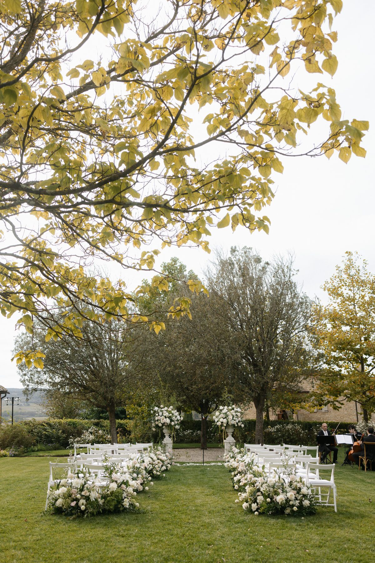 Ceremony setup at Tuscan villa