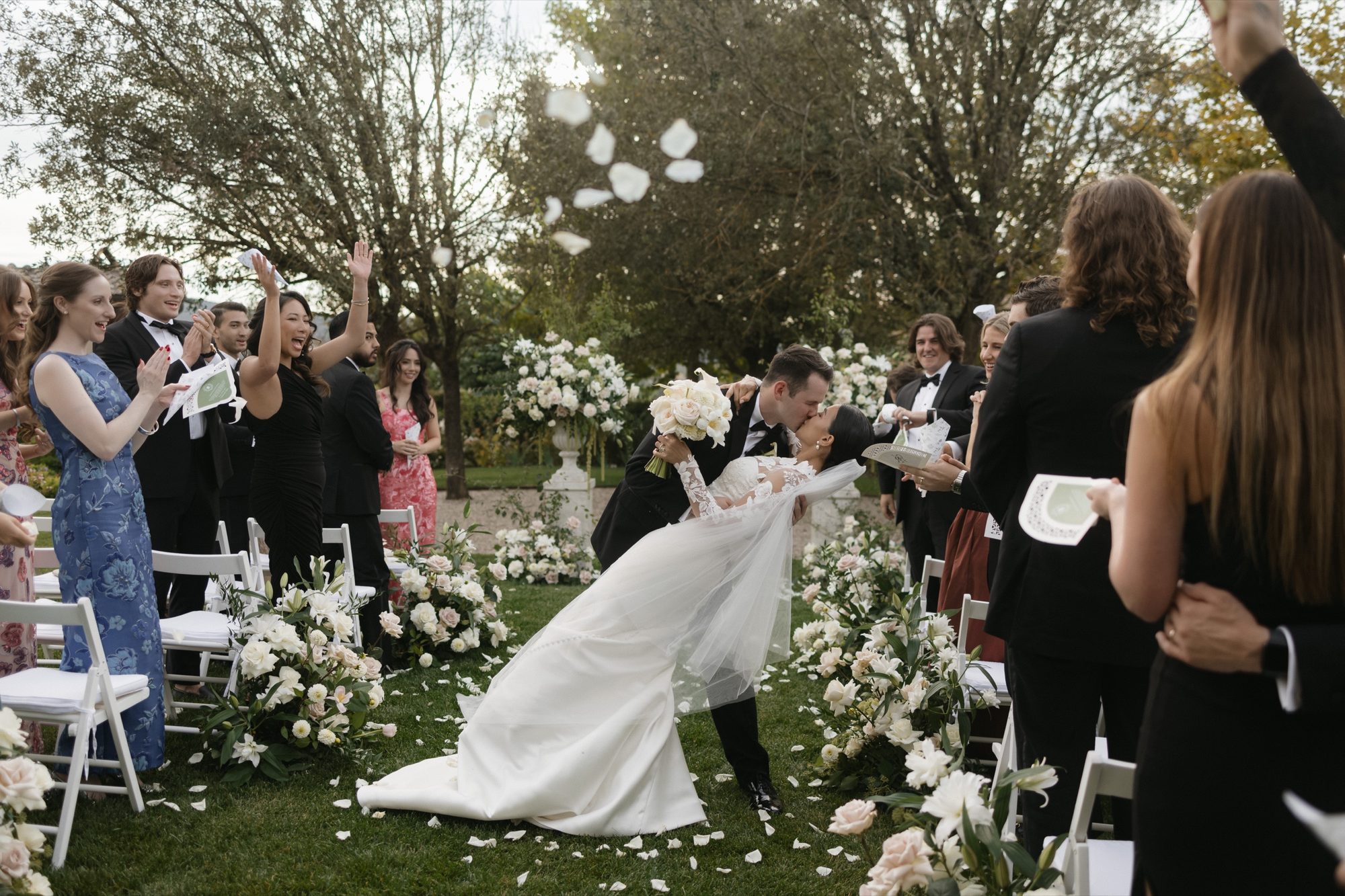 Garden ceremony aisle at Tuscan villa  -  Marco Wang Photography
