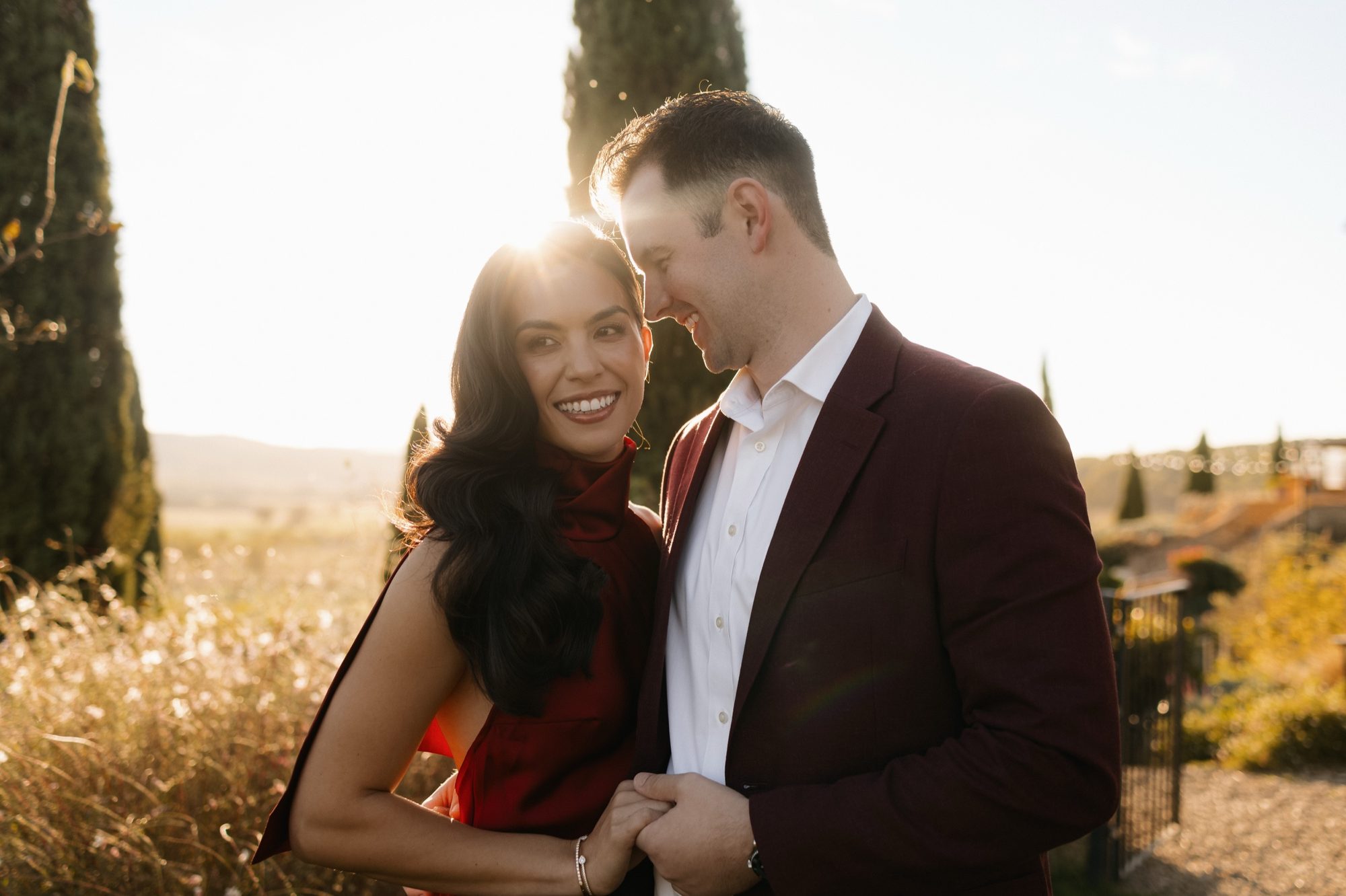 Tuscan countryside golden hour at Ombroneta Estate destination wedding by Marco Wang Photography