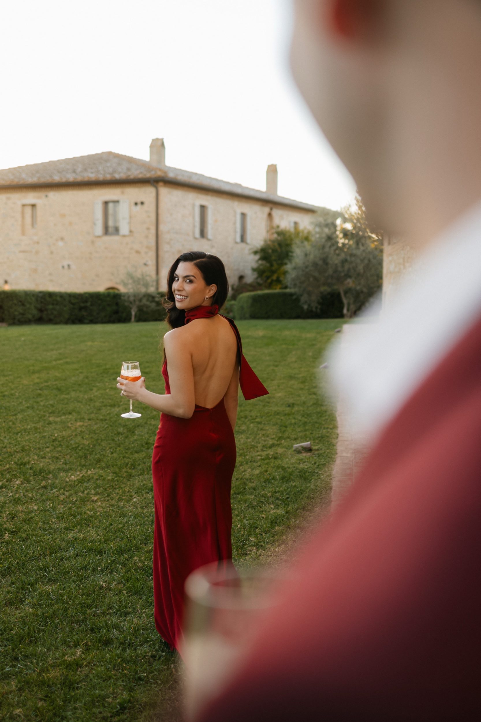 Long table reception with chandeliers at Ombroneta Villa Tuscany wedding
